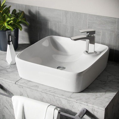 Nes Home  430 X 430mm Cloakroom Square Shape Rounded Edge Counter Top Basin Sink from B&Q