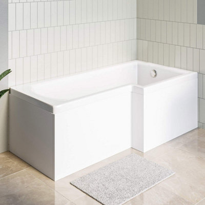 Nes Home 1700 X 850mm Acrylic Square Right Hand L Shaped Shower Bath from B&Q