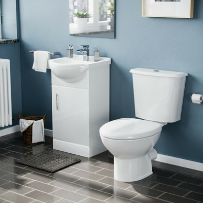 Nes Home Dyon 450mm Cloakroom Basin Sink Vanity Cabinet Unit With Wc Toilet Set from B&Q