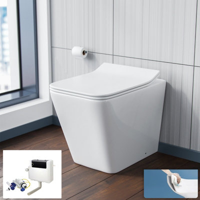B&Q -  Round Back To Wall Rimless Toilet Pan & Cistern White