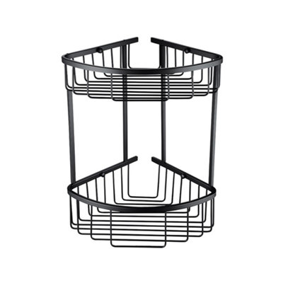 Nes Home Corner Shower Caddy Double Shelf Basket Rack Matte Black from B&Q