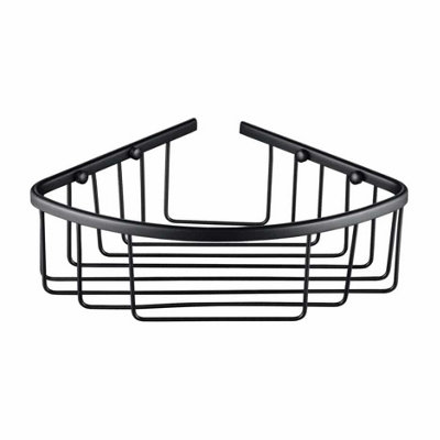 Nes Home Single Corner Shower Bathroom Caddy Shelf Matte Black from B&Q