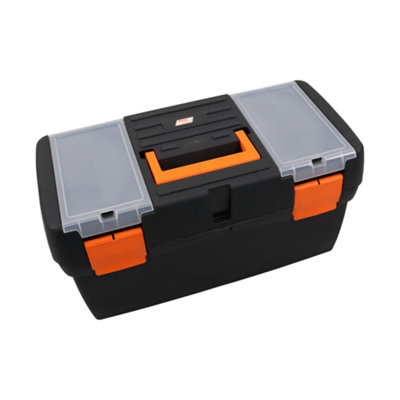 Black & Orange Black Plastic Lockable Tool Box, Tool Chest With Removeable Tray - 500 X 258 X 250 - Image 2