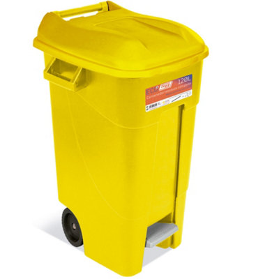Kingfisher Direct 120 Litre Wheelie Bin With Foot PedalYellow Base & Yellow Lid from B&Q