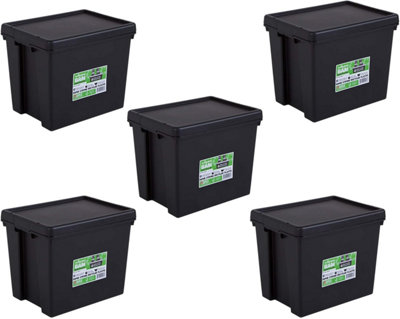 Wham Crystal 24 Litre Box & Lid5 PackClear With Black Lid from B&Q