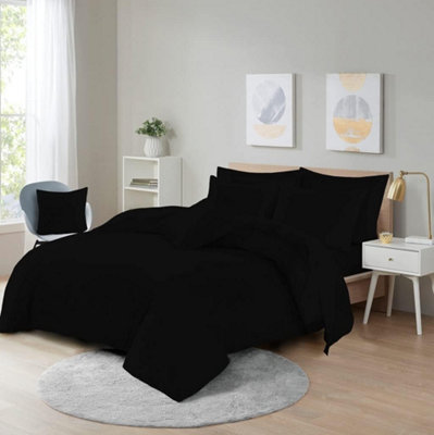 Homes & Linen Easy Care Poly-Cotton Plain Dyed Duvet Cover Set