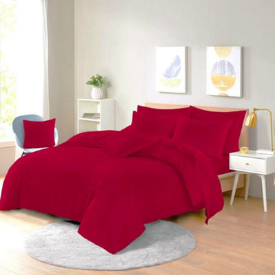 Homes & Linen Easy Care Poly-Cotton Plain Dyed Duvet Cover Set