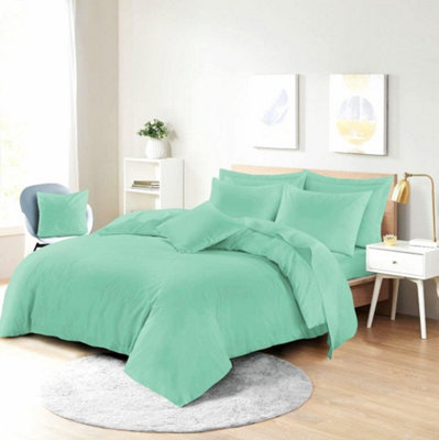 Homes & Linen Easy Care Poly-Cotton Plain Dyed Duvet Cover Set