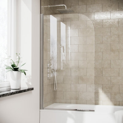 Nes Home Denver 800 mm Frameless Curved Bath Shower Screen Door from B&Q
