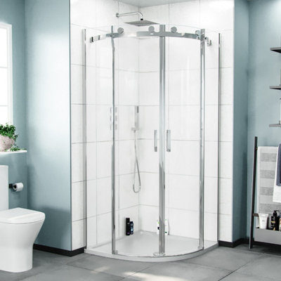 Nes Home Hardwick 900mm Frameless Quadrant Corner Shower Enclosure from B&Q