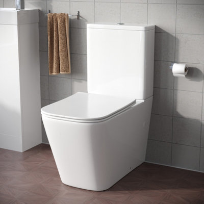 Nes Home Square Rimless Close Coupled ToiletCistern And Soft Close Toilet Seat from B&Q