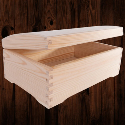Woodeedoo Wooden Treasure Chest Keepsake Box With Hinged Lid For Gifts Trinkets Memory Photos Storage Craft Decoration 30X20X13Cm from B&Q