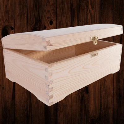 Woodeedoo Wooden Treasure Chest Keepsake Box With Hinged Lid & Clasp For Gifts Storage Craft Projects Remembrances 30X20X13Cm from B&Q