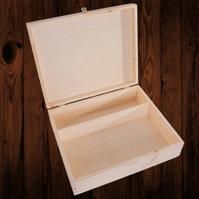 Woodeedoo Large Wooden Box With 2 Compartments And Clasp For Wine Gifts Accessories Or Craft Storage Decorative Box 36X30X10.5 Cm from B&Q