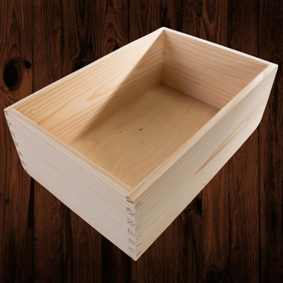 Woodeedoo Deep Wooden Storage Container For Shelves Or Drawers Unfinished Pine Bin Open Box Base Lidless Basket 30X20X10 Cm from B&Q