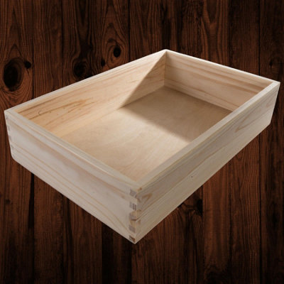 Woodeedoo Wide Pine Storage Crate Box General Use Or Wine Bottle Display Open Lidless Wooden Tray Container 36 X 23.5 X 7.5 Cm from B&Q