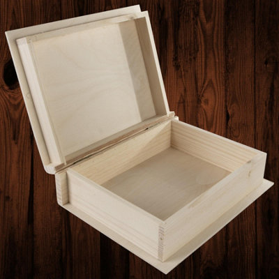 Woodeedoo Deep Wooden Book-Shaped Storage Box Unfinished Pine 24.5X19X8Cm For Keepsakes Accessories Gifts And Crafts from B&Q