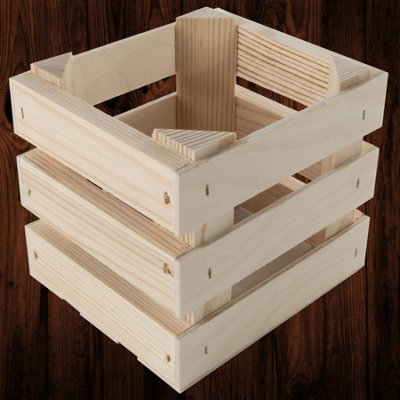 Woodeedoo Small Cube Wooden Display Presentation Crate Unfinished Wood Gift Hamper Storage Box 14X12X12Cm from B&Q