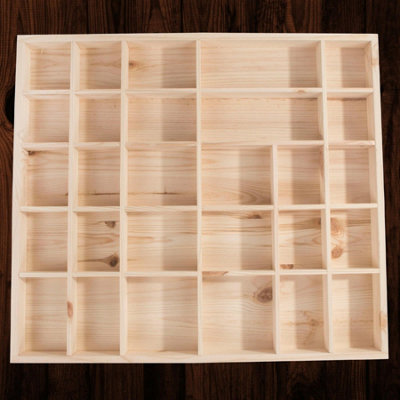 Woodeedoo Wooden Display Shelf With 28 Compartments Unfinished Pine Trinket Wall Cabinet For Diy Decoration 45 X 40 X 3.5 Cm from B&Q