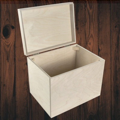 Woodeedoo Deep Wooden Storage Chest With Hinged Lid Home Crafts Organisation  Decoration Plain Unfinished Wood 29 X 20 X 23 Cm from B&Q