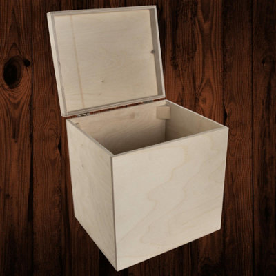Large Tall Craft Wooden Box with Lid | Gift Keepsake Trinket Storage 29x25x30cm - Image 3