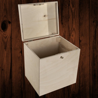 Woodeedoo Large Deep Lockable Wooden Storage Chest With Hinged Lid For Tall Items Keepsakes Crafts Or Decoration 29 X 25 X 30 Cm from B&Q