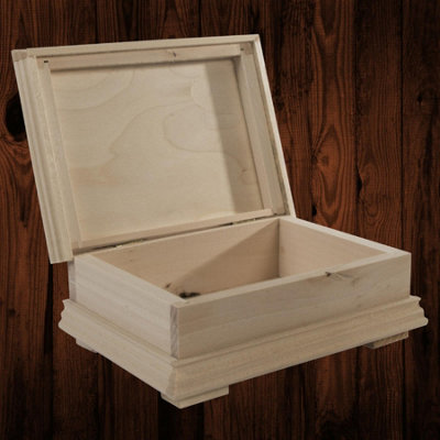 Woodeedoo Decorative Unfinished Wooden Trinket Box Vintage Classic Style Keepsake Memorabilia Treasure Case 17X12X6Cm from B&Q