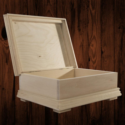 Woodeedoo Decorative Unfinished Wooden Trinket Box Vintage Classic Style Keepsake Memorabilia Treasure Case 22X17.5X8Cm from B&Q