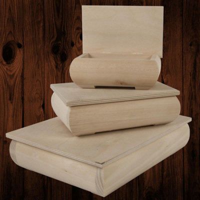 Woodeedoo Set Of 3 Unfinished Wooden Treasure Boxes With Hinged Lids For Craft Gifts Storage Keepsakes from B&Q
