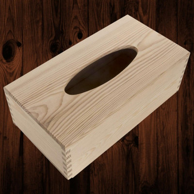 Woodeedoo Rectangular Wooden Tissue Box Holder Unfinished Pine Sliding Bottom Dispenser Refill-Style Container 25X13X9 Cm from B&Q