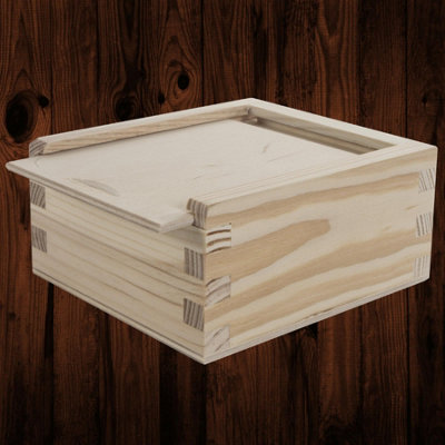 B&Q -  Small Wooden Box With Sliding Lid For Jewellery Usb Or Craft Storage Unfinished Pine Natural Finish 10.5 X 9.5 X 5 Cm - Image 4