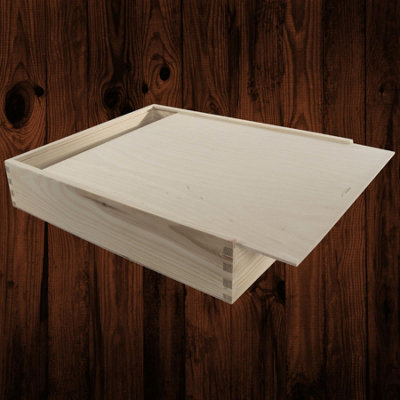 Large Wooden Decorative Gift Box | 33.5 x 28 x 6 cm | Plain Wood For Craft Paint - Image 4