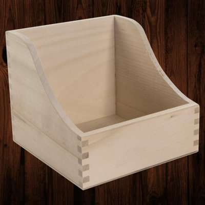 Woodeedoo Square Wooden Storage Box Open Top Unfinished Pine Desk Tidy Display Kitchen Crate Container Shelf Organiser 14X14X12Cm from B&Q