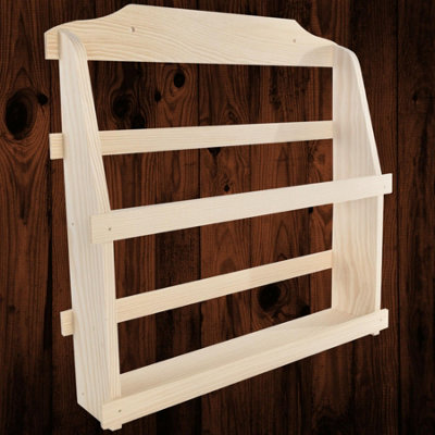 Woodeedoo Wooden Spice Rack Shelf Two Tier Kitchen Storage Display Unit Plain Pine Wall Mounted Organiser 33.5 X 7 X 32 Cm