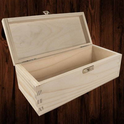 Woodeedoo Rectangular Wooden Box Hinged Lid And Clasp Unpainted Pine Craft Gift Jewellery Trinkets Keepsakes Case 23 X 10 X 8 Cm from B&Q