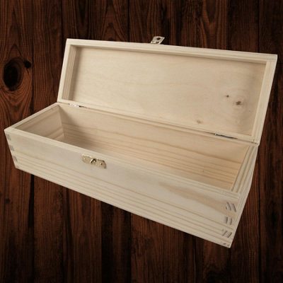 Woodeedoo Rectangular Wooden Box With Hinged Lid And Clasp Unpainted Pine Craft Storage For Gifts Keepsakes Jewellery 29X11X8 Cm from B&Q