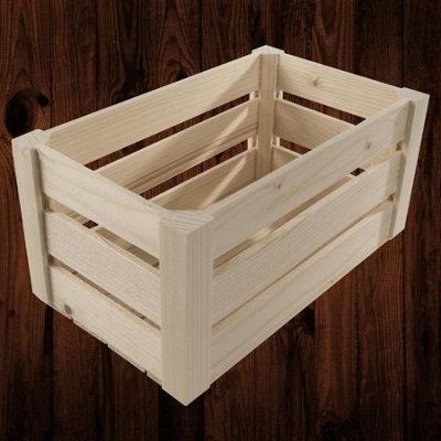 Woodeedoo Unfinished Wooden Crate Storage Box Decorative Slatted Pine Craft Box To Paint Or Varnish For Home Use 24.5X14.5X12.5Cm from B&Q