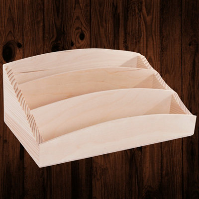 Woodeedoo Three Compartment Wooden Letter Holder Desk Organiser Mail Rack Paper Sorter Post Bills Documents 25.5 X 15.5 X 11.5 Cm from B&Q