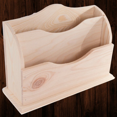 Woodeedoo Wooden Letter File Holder Desk Organiser Mail Rack Paper Sorter For Post Bills Magazines And Documents 27 X 9.5 X 19 Cm