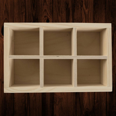 Woodeedoo Small Wooden Display Shelf With 6 Compartments Unfinished Pine Wall Mounted Shadow Box Crafts 19.5 X 12.5 X 5.5 Cm from B&Q