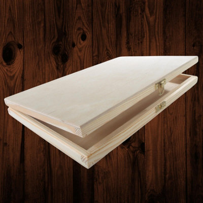 Woodeedoo Shallow Slim Wooden Box With Lid & Clasp Storage Case Holder For Trinkets Treasures Keepsakes Crafts Gifts 30X19X3Cm from B&Q