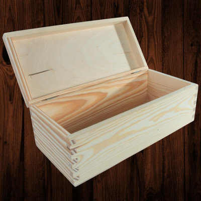 Woodeedoo Rectangular Pine Wooden Storage Box With Hinged Lid For Craft Projects Tools Stationery Keepsakes 30 X 14 X 10.5 Cm from B&Q