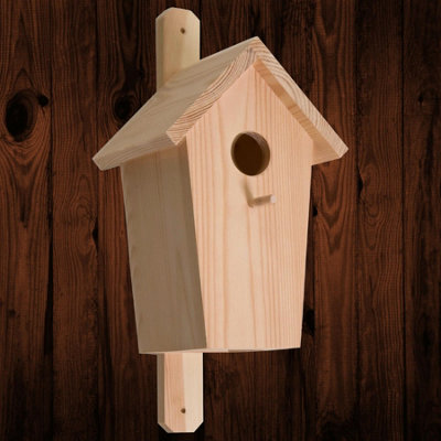 Woodeedoo Unfinished Wooden Bird Nesting Box 30 mm Hole Paintable Decorative Wall Mounted Robin Sparrow Birdhouse 14 X 12 X 30 Cm from B&Q