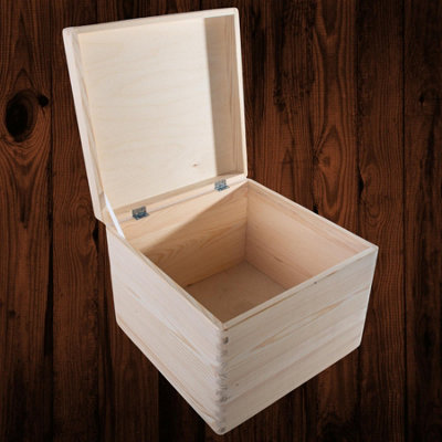 Square Deep Wooden Box For Craft 30x30x24cm Keepsake Trunk Toy Storage Chest - Image 3