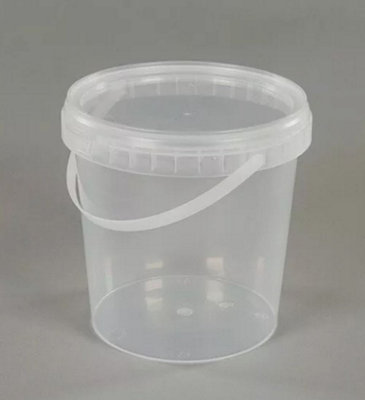 B2C Plastic Buckets Tubs Transparent Tamper Evident Lids 50 Buckets 1L