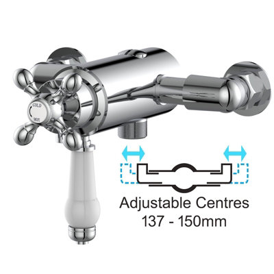 Buyaparcel Thermostatic Traditional Exposed Shower Mixer Valve Dual Control137mm 150mm from B&Q