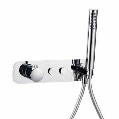 Nes Home Push Button 2 Way Concealed Thermostatic Shower Mixer Valve With 2 Outlet Chrome