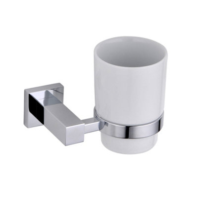 B&Q -  Single Wall Mounted Round Tumbler And Holder Chrome