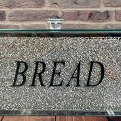Deenz Silver Crushed Diamond Bread Canister Jar Kitchen Storage Crystal Filled from B&Q