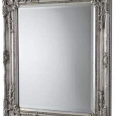 Deenz 94X74Cm Large French Vintage Antique Baroque Inspired Ornate Wall Mirror French Hallway Wooden Home Décor (Silver) from B&Q